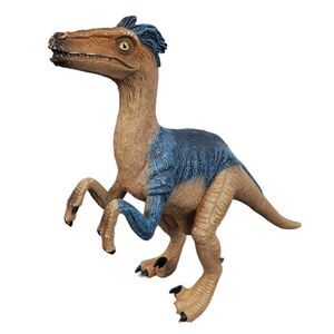 Mojo 2014 Velociraptor Raptor Tan Blue Dinosaur Dino Action Figure Toy 8.5"